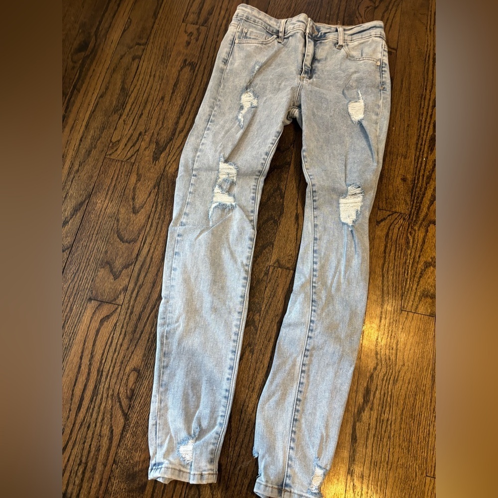 Tractr Girls Size 14 Light Wash Distressed Skinny Jeans